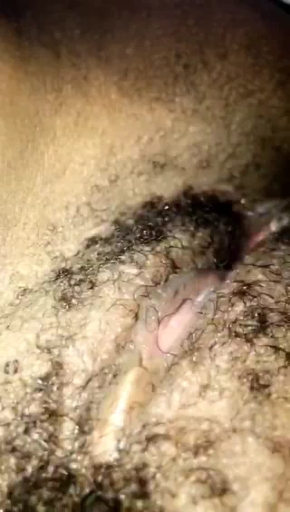 Horny african teen playing with her hairy pussy